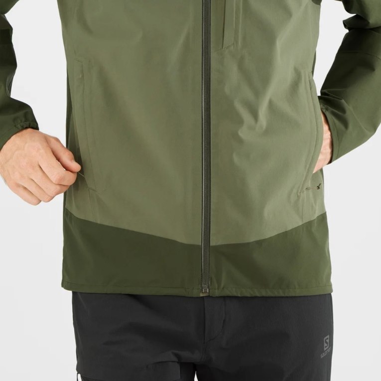 Olive Salomon Outrack Waterproof 2.5L Men's Shell Jackets | IE TW4986